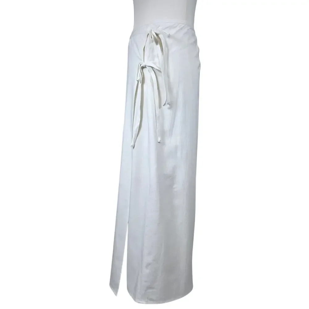 NWT M Ivory Midi Pencil Wrap Lined Skirt w/Side‎ Tie by Future Collective